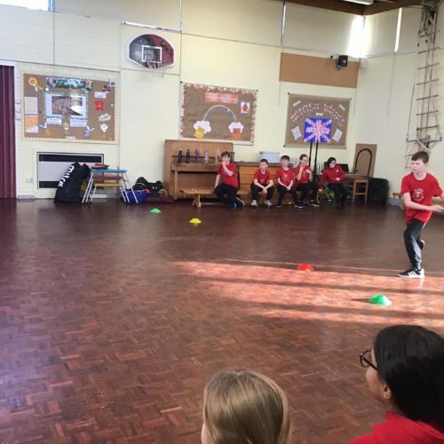 Dodgeball to practice our fielding skills